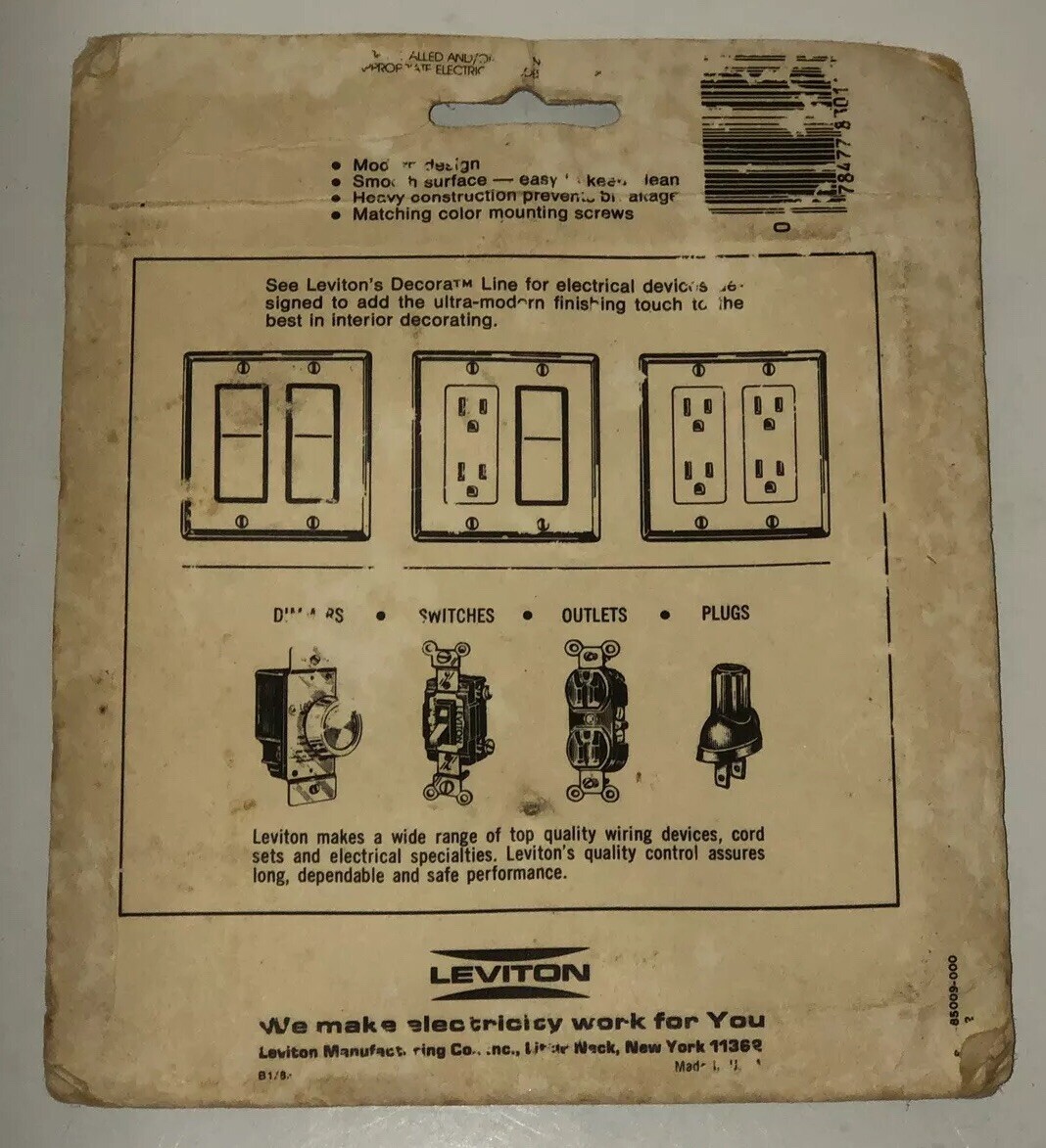 Vintage LEVITON Brown Lot of 2 Double Light Switch Cover Wallplate NOS