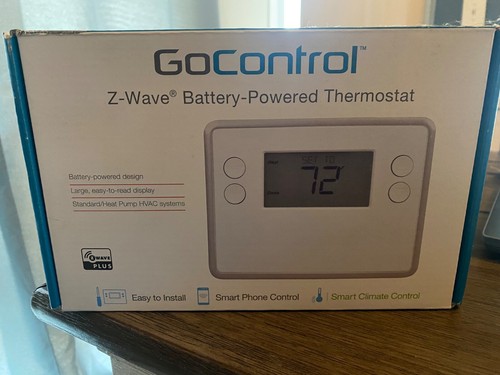 GoControl GC-TBZ48 Z-Wave Battery-Powered Thermostat - White