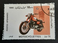 Afghanistan: 1985 - Motorcycles - 18A Jawa and Old Town Clock, Prague - CTO