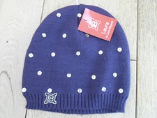 LAURA BIAGIOTTI PURPLE AND GOLD SEQUIN BLING BEANIE HAT WITH LOGO 3 TO 7 YEARS 