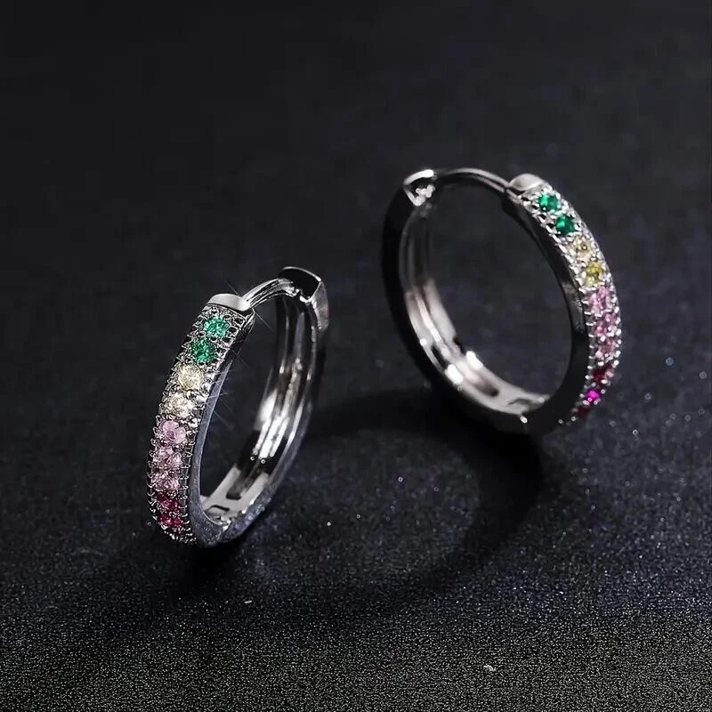 Moda Mujeres Colorido Circón Redondo Pendiente Joyería Vacaciones Navidad Regalo Nuevo Foto 4 de 4