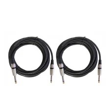 2Pcs 15ft Instrument Mic Speaker Cables 6.35mm 1/4" to 1/4" Mono Jack Male Cords