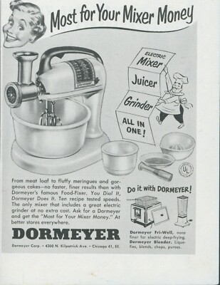 1951 Dormeyer Food-Fixer Mixer Juicer Grinder Chef Vintage Print Ad SP8