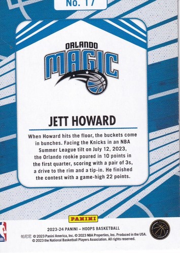 2023-24 Panini NBA Hoops - We Got Next #17 Jett Howard (RC) - Magic - Picture 3 of 3
