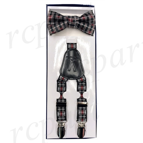 New Y back Kid's Boy's Suspender Braces bowtie set strap clip on plaids checkers - Picture 1 of 1