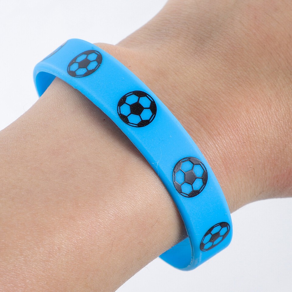 8 Pcs Football Rubber Bracelets Multicolour Soccer Bands Men's