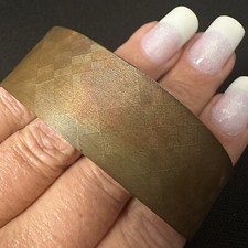 VINTAGE ESTATE SOLID COPPER TEXTURED GEOMETRIC PATTERN CUFF BRACELET 7 5/8 LONG