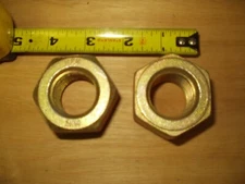 (TWO) 1-1/8"-8 NEW HEX HEAD  NUTS  GRADE B7, BG STEEL YELLOW ZINC