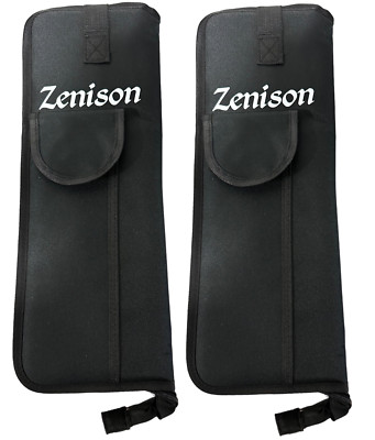 Set of 2 - Zenison DRUM STICK BAGS Padded Zippered Carry Handle Mallets Sticks
