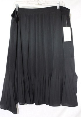 NWT SEJOUR Black Pleated Skirt, Polyester, Lightweight, Womens Size 20W, B41