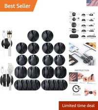 Extra Strong Self-Adhesive Cable Clips - 16-Pack Cable Management Solution