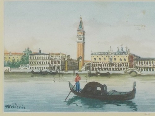 Vintage Original Watercolor Painting of Venice by A Bolderin Listed - Picture 3 of 5