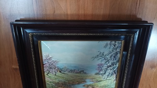 Tableau émaux plaque émaillée HELCA école Allemande Paysage ruisseau - Imagen 10 de 12