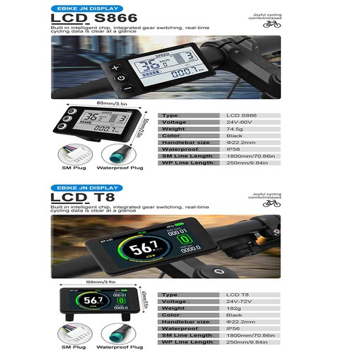 Electric E-bike Part JN S866 S900 GD01 UKC1 UKC3 LCD Colorful Display SM/WP Plug - Picture 5 of 34