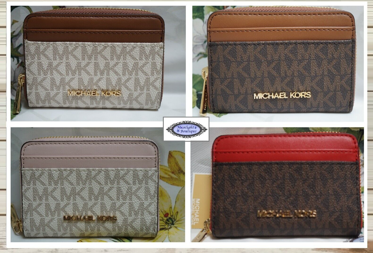 即発 Michael Kors★Jet Set Travel Card Holder Michael Kors Jet Set Travel Medium Zip Around Card Case