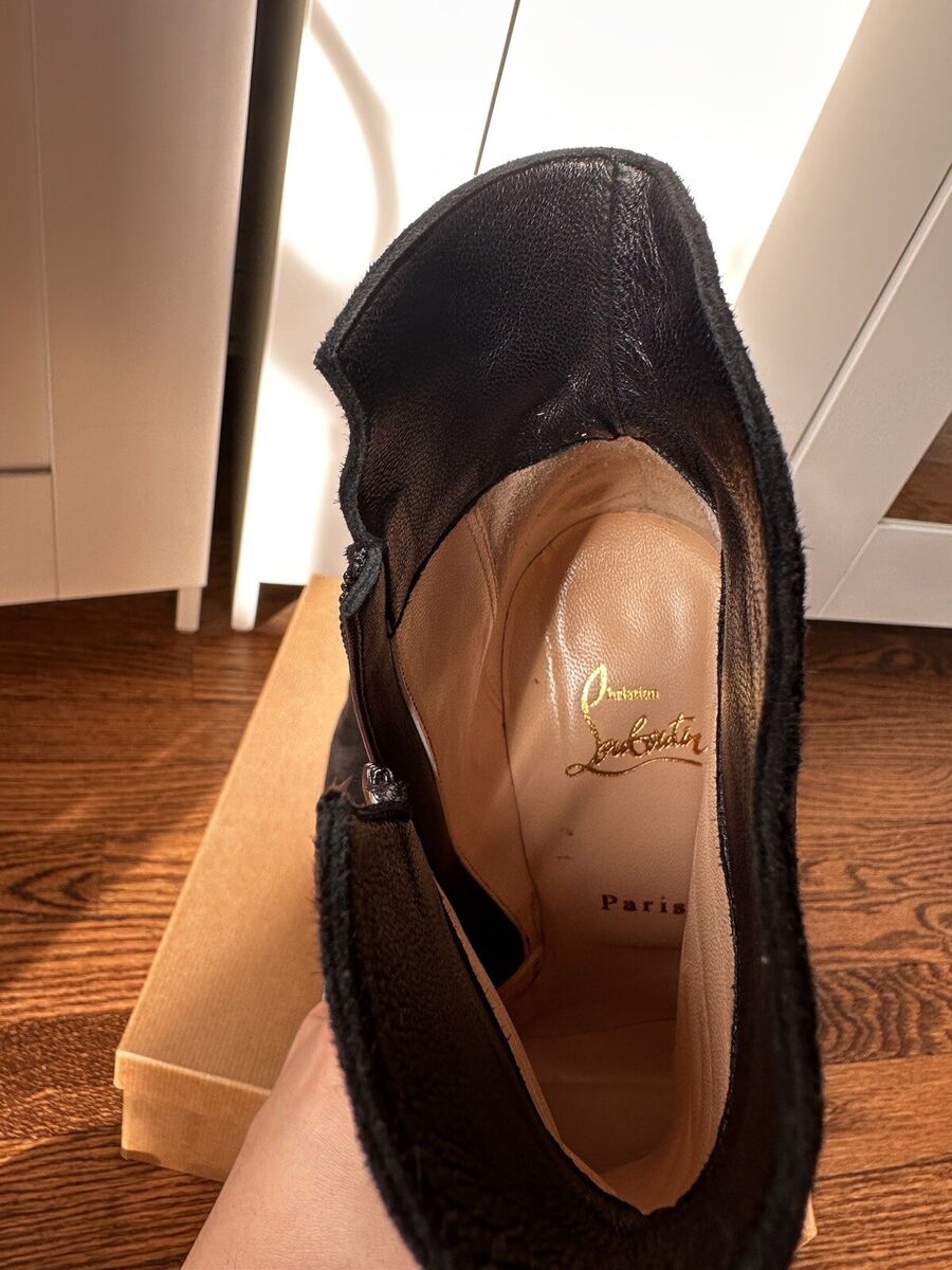 Christian Louboutin Daf Booty 160 Black Suede Platform Ankle Christian Louboutin Daf Booty 160 Black Suede Platform Ankle