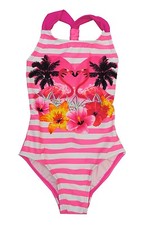 SO Pink Flamingo One-Piece Swimsuit Toddler Little Girls XXS 4 