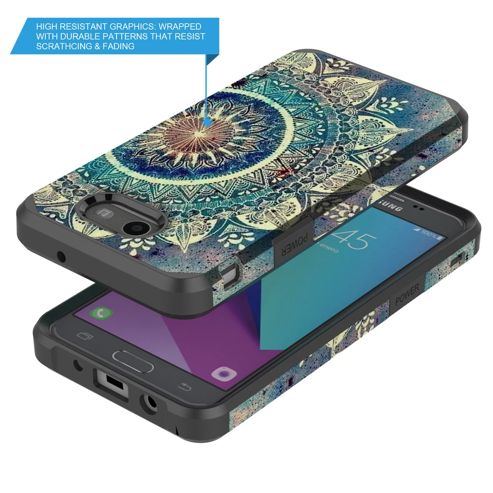 Funda gráfica híbrida para Samsung Galaxy J3 Emerge/J3 Prime/J3 2017/Sol 2/Misión Foto 3 de 4