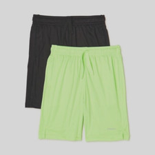 Athletic Works Boy Core Shorts, Rich Black/Glow Stick, 2-Pack, XXL 18 