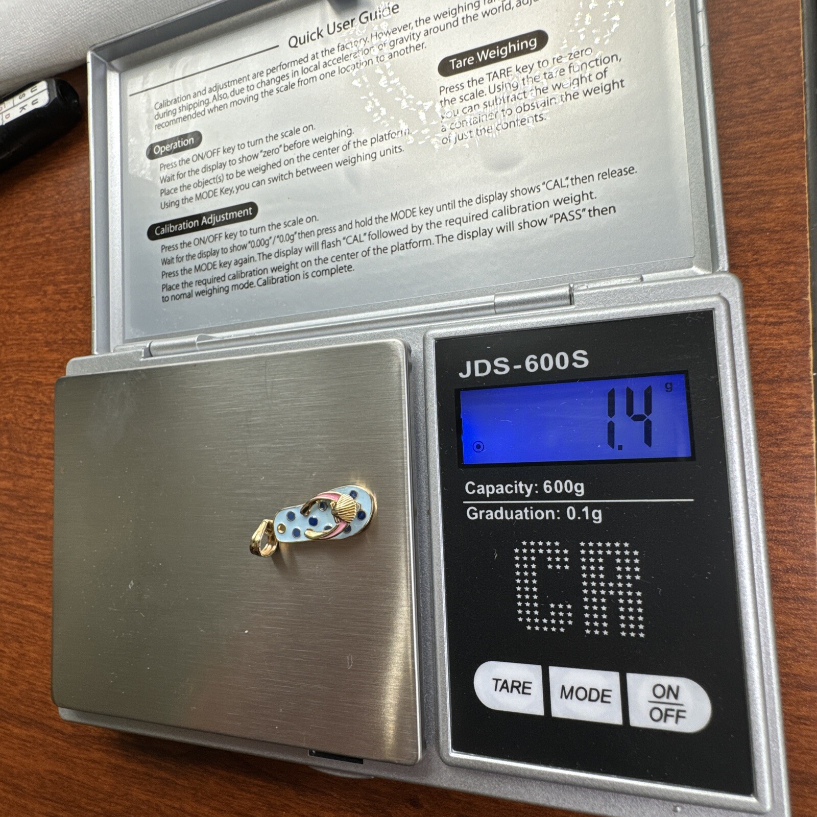 14K Yellow Gold Shell Blue Polka Dot Hawaiian Fli… - image 10