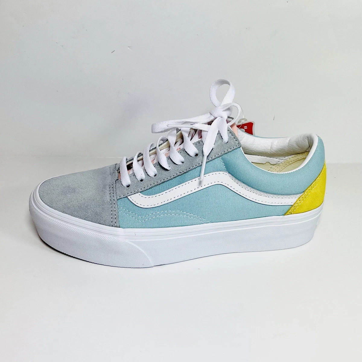 Vans Old School Shoes Women s 8 Gray Blue Platform Sneakers Suede