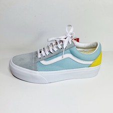 Zapatillas Vans Old School Plataforma Para Mujer 8.5 Gris/Azul Color Block Gamuza Nuevas en Caja