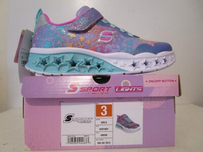 S Sport By Skechers Girls Kortney Star Print Sneakers Lavender/Teal Green Size 3