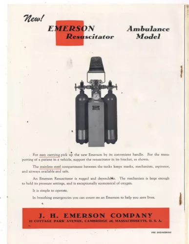 1957 J.H. Emerson Co. Ad: Ambulance Model Resuscitator for Emergency Crews