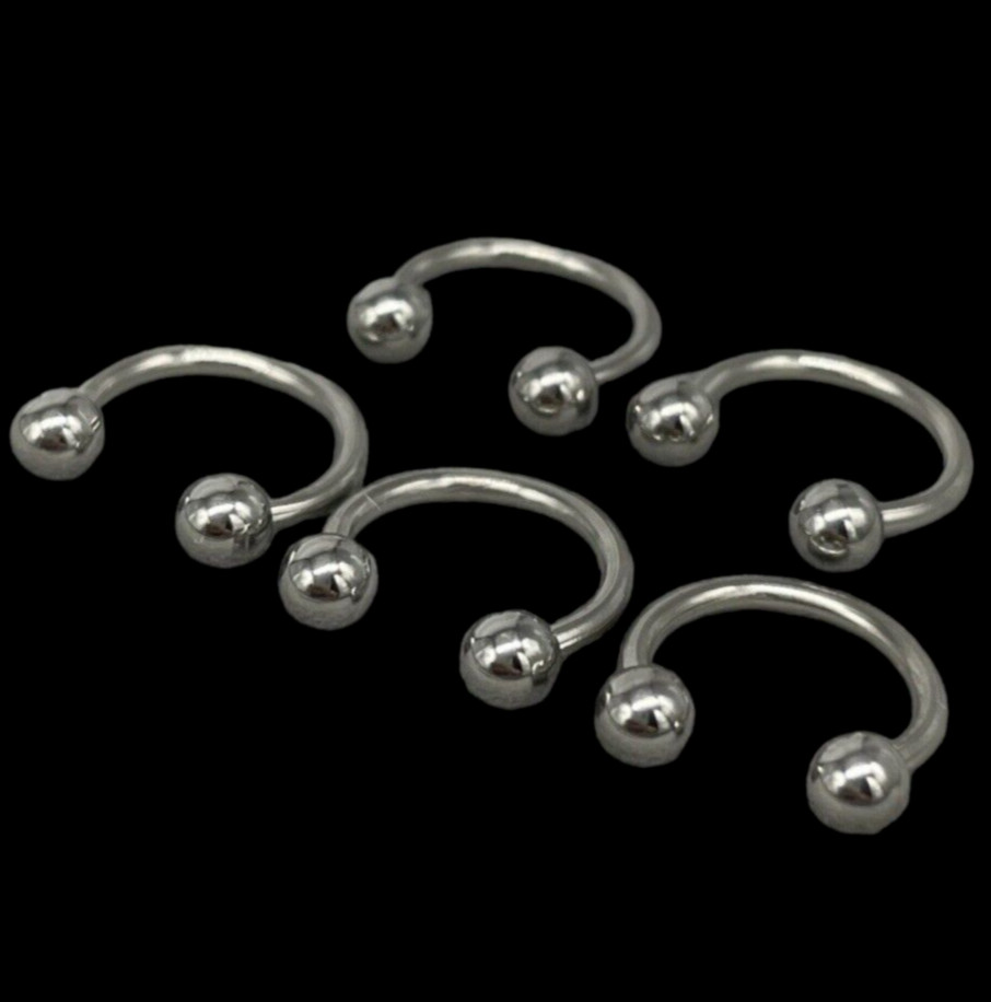 5 Piercing Septum Mujer De Nariz 1cm Color Plata de Bolas Roscados de Acero