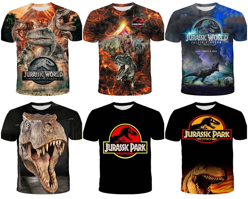 Kids Boys 3D Jurassic World Park Dinosaur T-shirt Casual Short Sleeve Tee Top UK