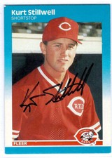 KURT STILLWELL Autographed Signed 1987 Fleer Baseball card #215 Cincinnati Reds