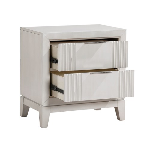 4 PC ANTIQUE WHITE FINISH LED QUEEN BED NS DRESSER MIRROR BEDROOM FURNITURE SET - Picture 15 of 19