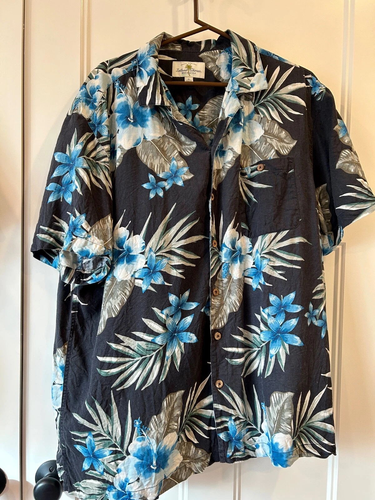 ISLAND SHORES HawaiianTropical Button Up Shirt - Washable Silk - MENS SIZE XL