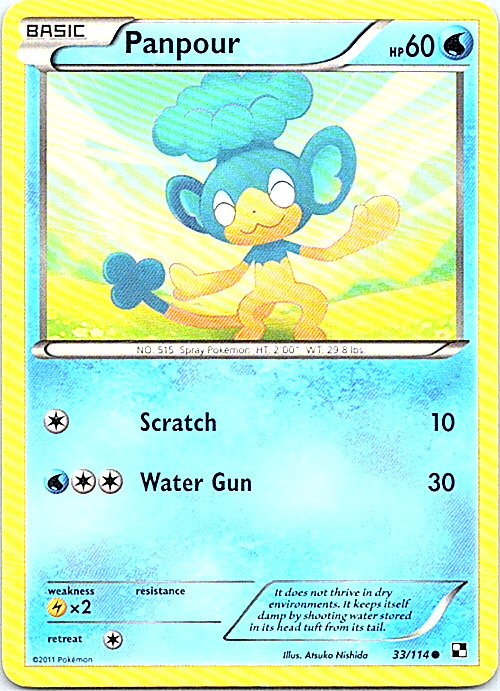 Panpour 33/114 Pokemon Black & White Regular Light Play