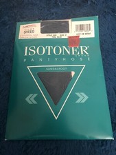 Vintage Isotoner Pantyhose Control top silky sheer Sandalfoot Size 2 Teal Blue