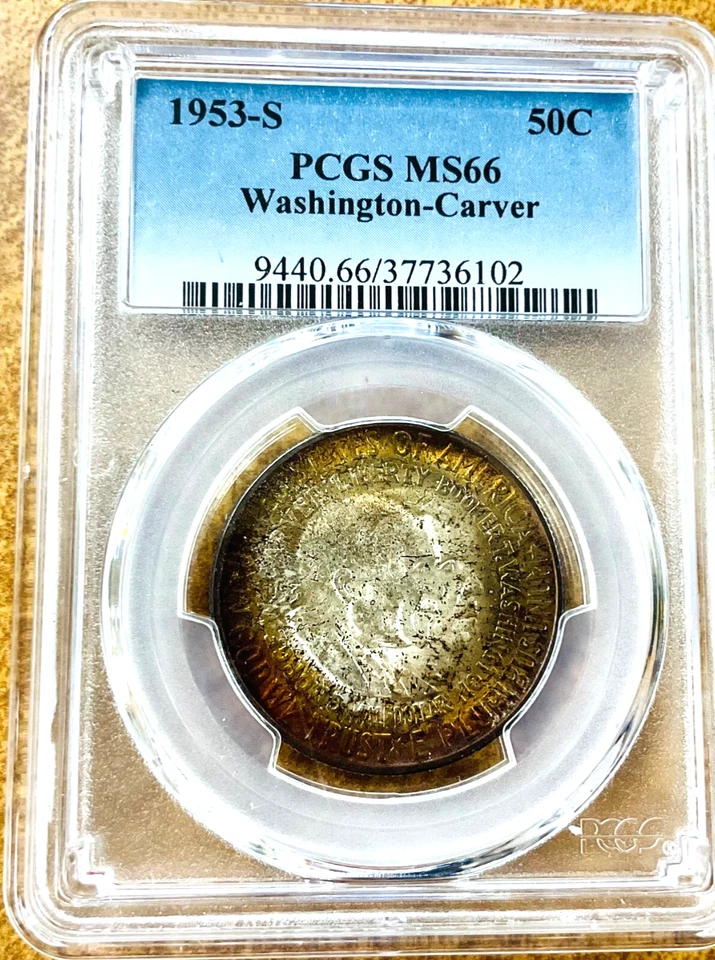 1953 S WASHINGTON Carver  Half Dollar  PCGS MS66 amazing toning - Image 3 of 4