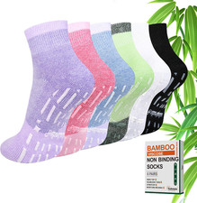 Bulinlulu Diabetic Hospital Socks with Grips for Women Men,6 Pairs Non Slip Diab