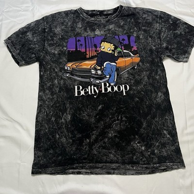 Betty Boop Fleischer Studios Black Gray 100% Cotton T-Shirt Size L 2019