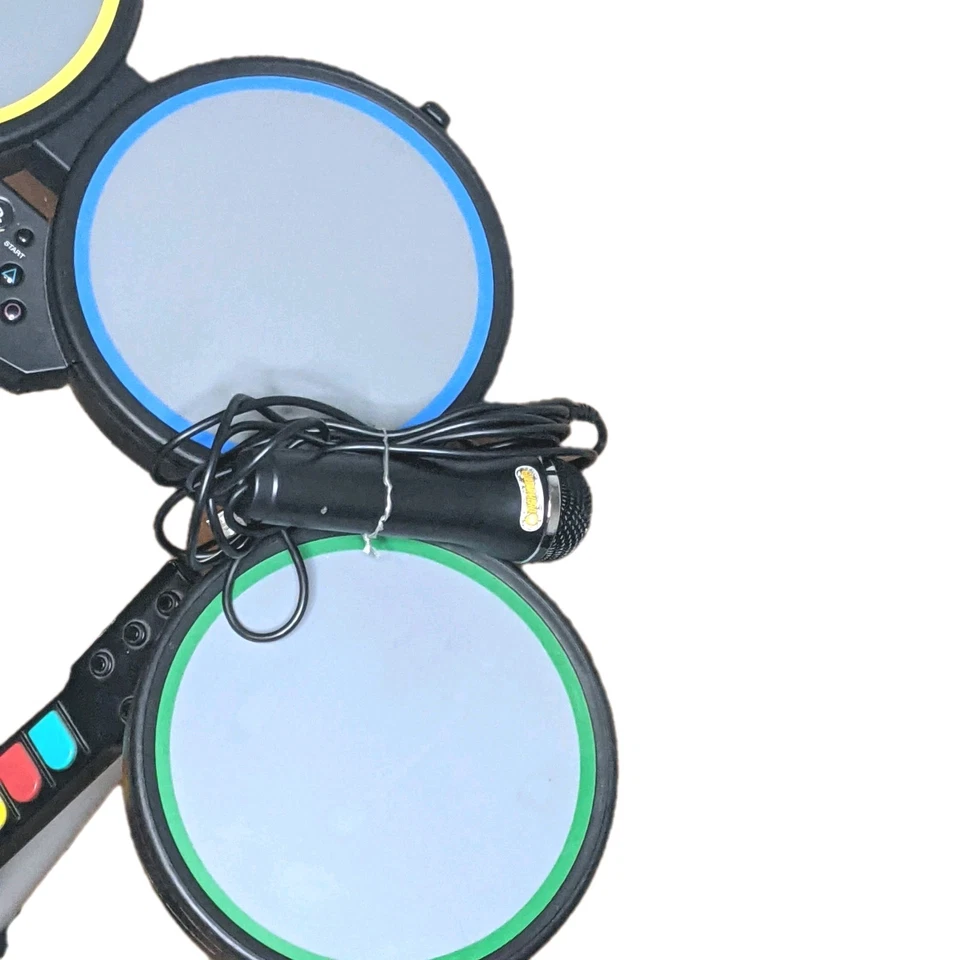 Playstation PS2/P33 Rock Band Drum Set Bundle - 2 Guitars/Drum Controller TESTED - Image 3 of 4