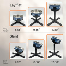 Adjustable Elevated Dog Bowl Stand Non-Slip Base 3 Height Tilt Settings Fits