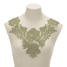 2 Pcs Lace Applique, 12.6" Lace Collar Floral Applique for DIY Sewing, Khaki