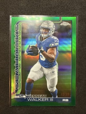 2025 Topps Chrome Football Kenneth Walker III True Green /99 Seattle Seahawks
