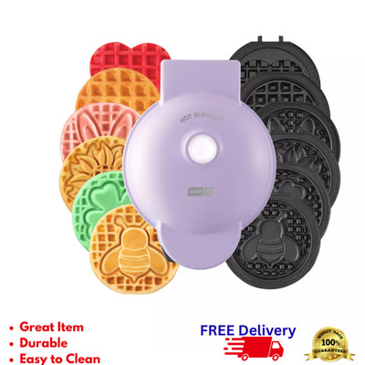 Dash MultiMaker Mini Waffle Maker 7 Removable Seasonal Plates Nonstick New