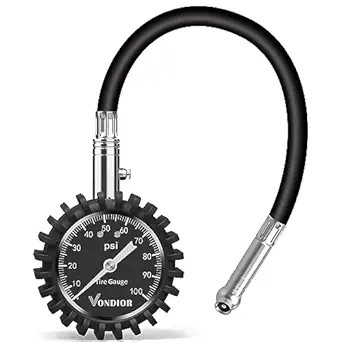 #ad Tire Pressure Gauge 0 100 PSI Heavy Duty Air Pressure White Tire Gauge w Tube $28.99