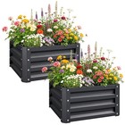 Outsunny Set of 2 Raised Garden Bed Galvanised Planter Box, Grey