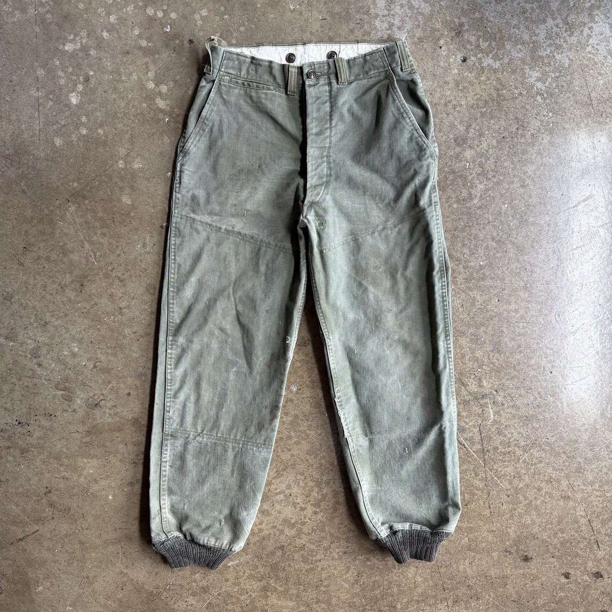 Vintage 40s WWII US Army Cotton Field Trousers Pants M1943 OD
