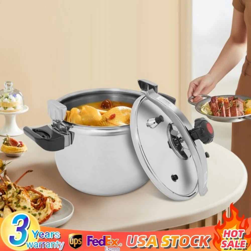 60Kpa Stainless Steel Pressure Cooker Stress Stewing Pot W/ Heatproof Handles