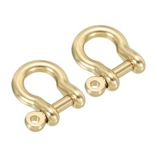 D-Ring Shackle, 2pcs 7mm Inner Width Solid Brass Screw Small Bow Shackles