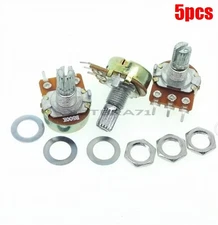 5Pcs 500K Ohm B500K Knurled Shaft Linear Rotary Taper Potentiometer New Ic va