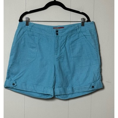 Eastern Mountain Sports Women's Turquoise Linen Blend Cuffed Shorts Size 12